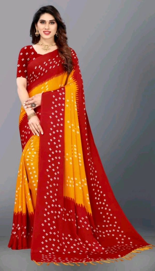Yellow And Red Turky Silk Saree - Yellow