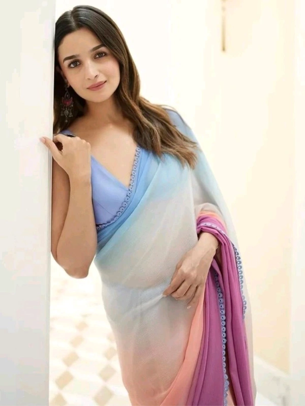 AALIYA  Fancy Plain Multi Colours Georgette Saree