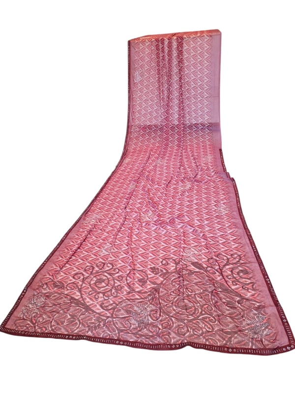 MUMTAJ Saree With Unstitched Blouse Pice - Fuchsia Pink