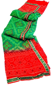 JAIMALA Green_Red With Siquence Fancy Lace