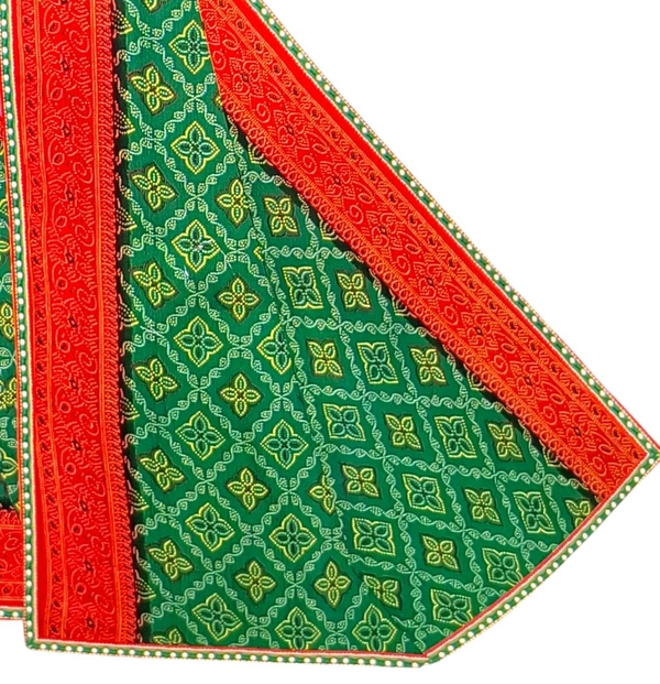 JAIMALA Green_Red With Siquence Fancy Lace