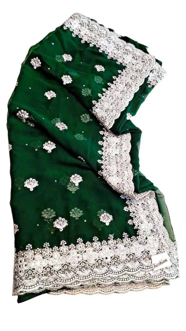 GREEN Heavy Ambroidry Work Saree