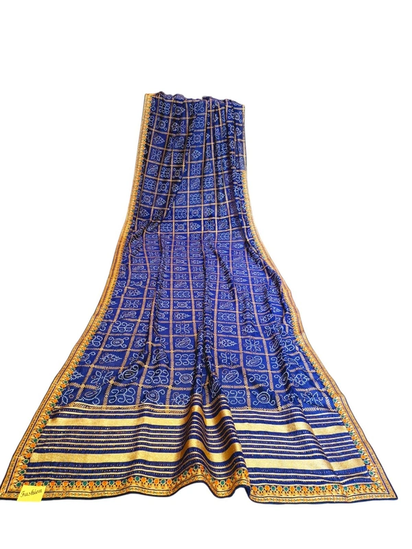 BANDHEJ BLUE Heavy Work Bridal Saree - Royal Blue