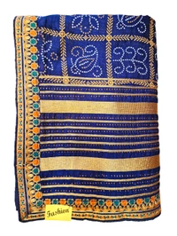 BANDHEJ BLUE Heavy Work Bridal Saree - Royal Blue