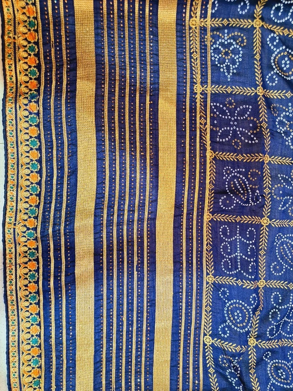 BANDHEJ BLUE Heavy Work Bridal Saree - Royal Blue