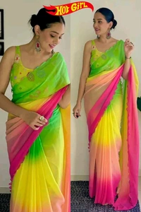 SUPRIYA Plain Saree With Multi Colour - La Palma