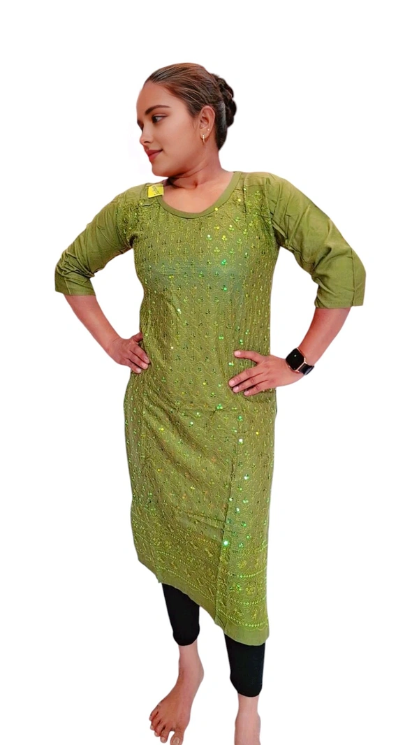 SEQUENCE WORK KURTI.. Dress for Women - XL, Mint Green
