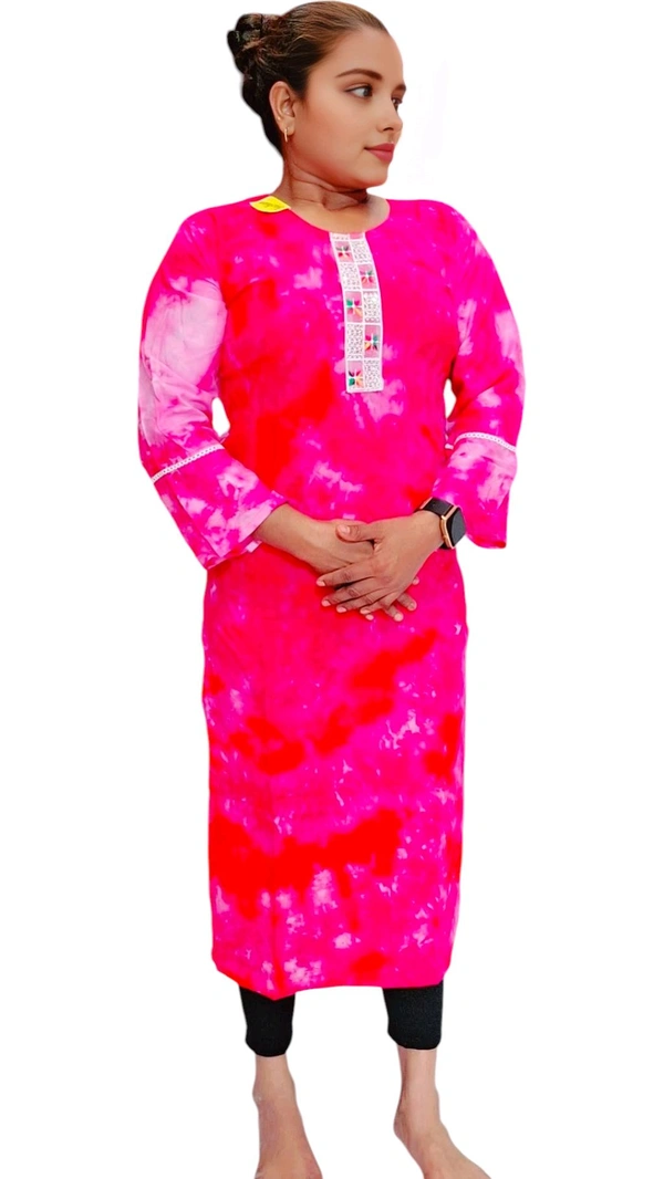 PINK TYDY  STRAIGHT KURTI.. Dress for Women - XL, Persian Rose