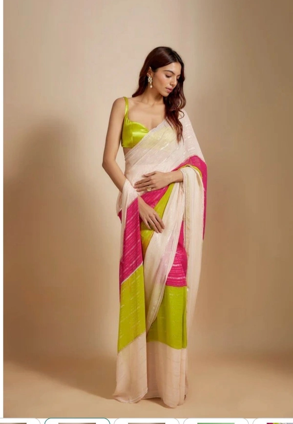 PUSHPA - 2  SOLID- PLAIN BOLLYWOOD SAREES - 