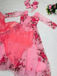 Anarkali Gown Digital Printed Organza Silk Suit