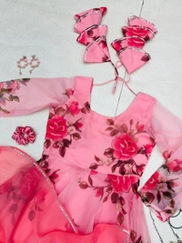 Anarkali Gown Digital Printed Organza Silk Suit