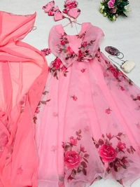 Anarkali Gown Digital Printed Organza Silk Suit