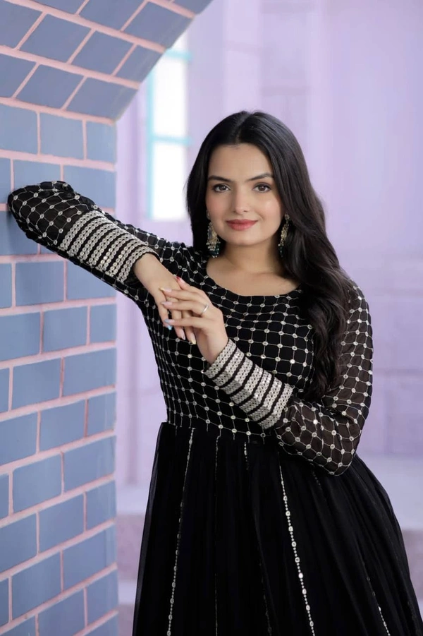 Faux Blooming gown with Sequins Multi Silver jari Embroidered Work  It looks graceful for women  it Designed to flatter all body types gowns for women combine the best parts of western and Indian wear into one stunning ensemble - wine