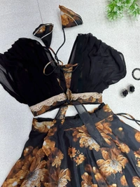 Pure Jimmy organza silk digital floral printed lehenga