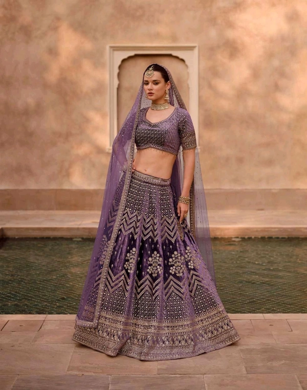 PURE VISCOS LYCRA CRYSTAL SILK WITH HANDWORK BLOUSE AND TALE CUT FULL LENGTH DUPATTA FRONT AND BACK EMBROIDERED WITH CANCAN