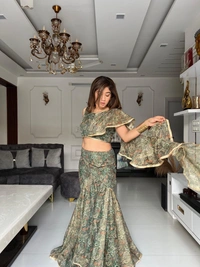 Sparkle Fabric Fish cut lehnga with adjustable waist dori