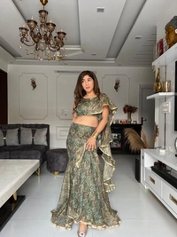 Sparkle Fabric Fish cut lehnga with adjustable waist dori