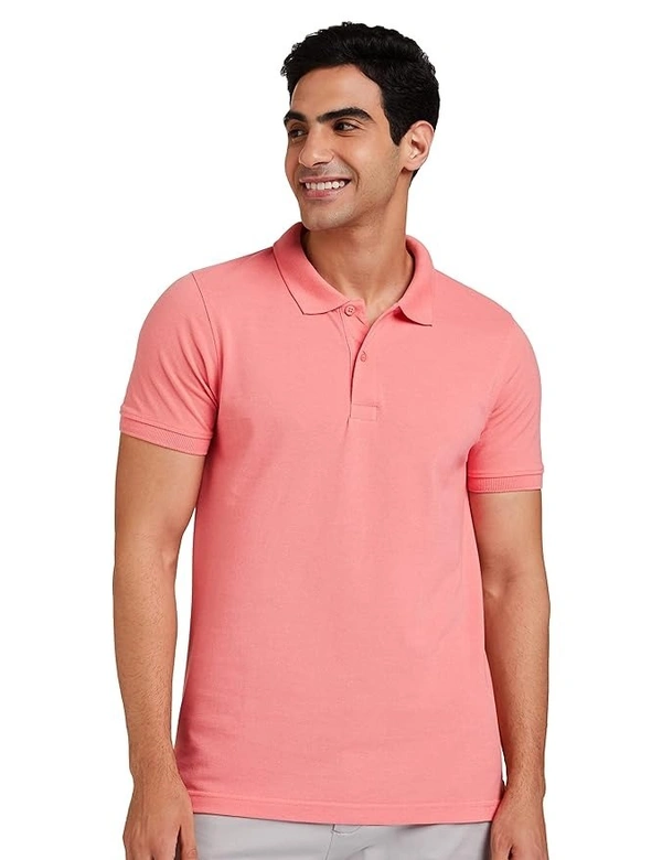 Men's Solid Cotton Rich Polo T Shirt | Collar Tshirts | Half Sleeves | Plain-Regular Fit (Available in Plus Size) - Pink