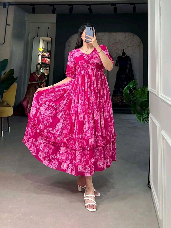 This georgette Floral Frock is a Must Have for Your Wardrobe - S(36)