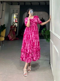 This georgette Floral Frock is a Must Have for Your Wardrobe - S(36)
