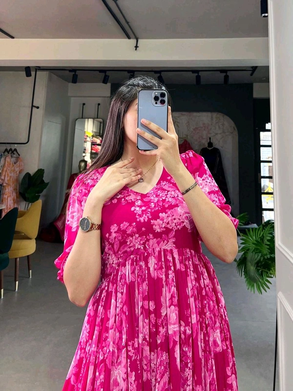 This georgette Floral Frock is a Must Have for Your Wardrobe - S(36)