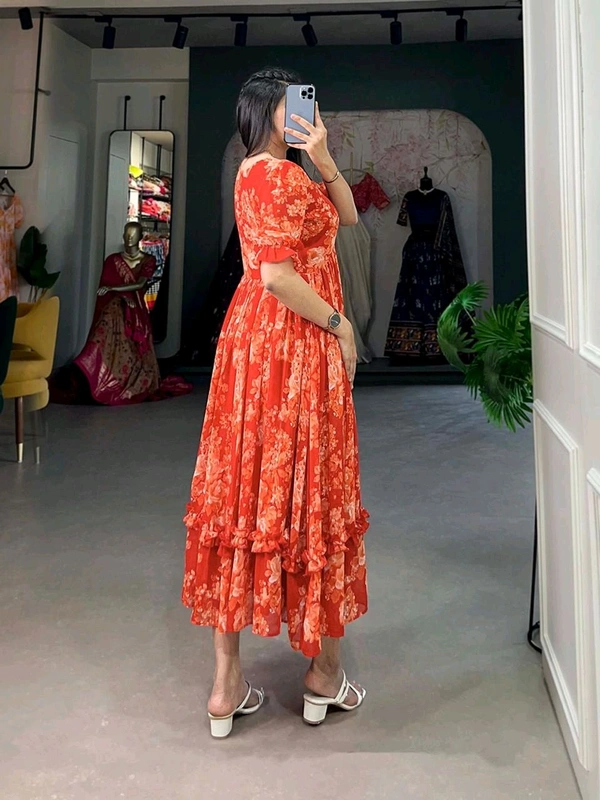 This georgette Floral Frock is a Must Have for Your Wardrobe - S(36)