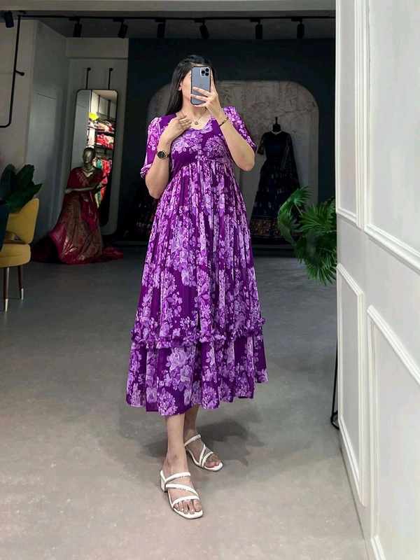 This georgette Floral Frock is a Must Have for Your Wardrobe - S(36)
