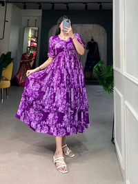 This georgette Floral Frock is a Must Have for Your Wardrobe - S(36)