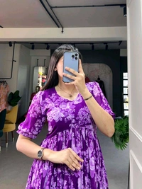 This georgette Floral Frock is a Must Have for Your Wardrobe - S(36)