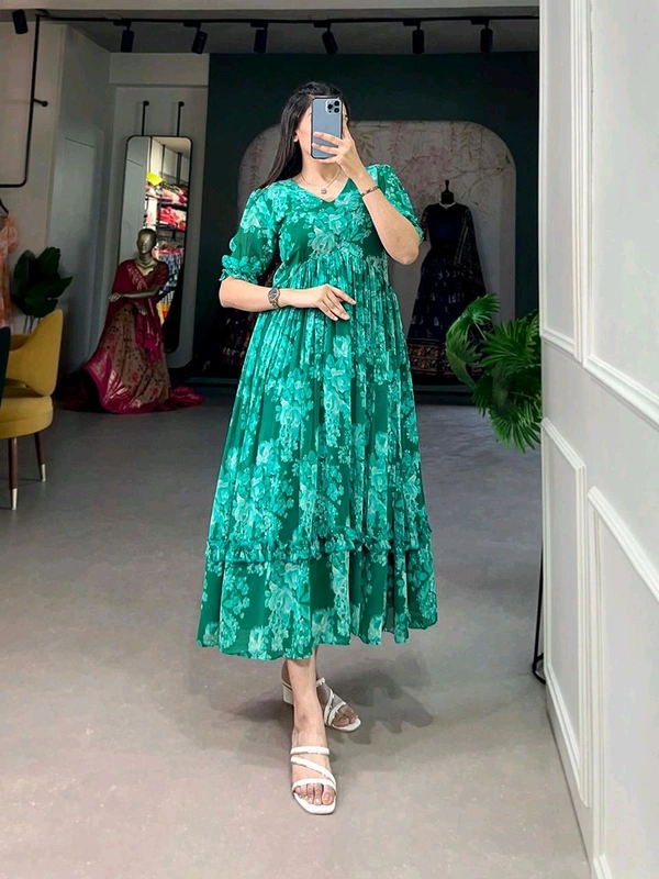 This georgette Floral Frock is a Must Have for Your Wardrobe - S(36)