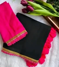 BLACK - Trending Bollywood Saree With Fancy Lace - BLACK