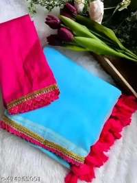 SKY BLUE - Trending Bollywood Saree With Fancy Lace - SKY BLUE
