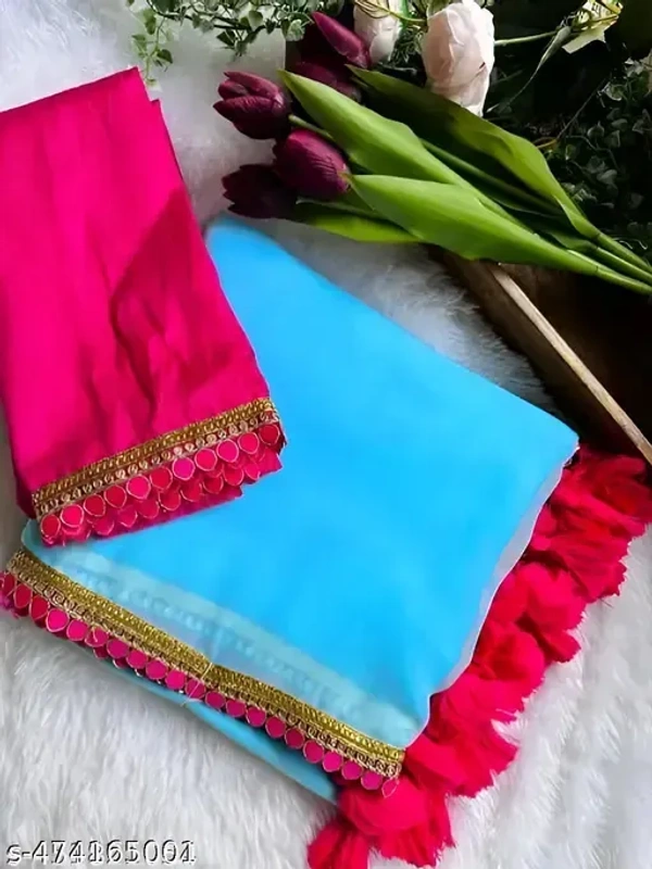 SKY BLUE - Trending Bollywood Saree With Fancy Lace - SKY BLUE