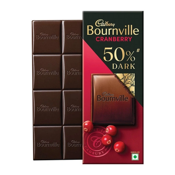 Cadbury Bournvil Cranberry 50% Dark Chocolate - 80 Gram