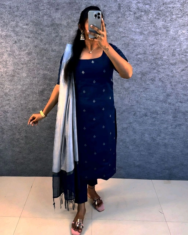 Silk Kurta Set - L, Teal blue