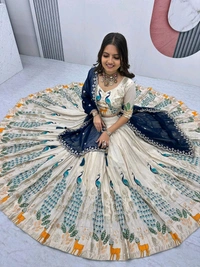 Peacock Lehenga - L, Peacock Blue