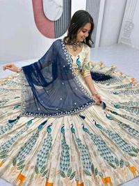 Peacock Lehenga - 2XL, Peacock Blue