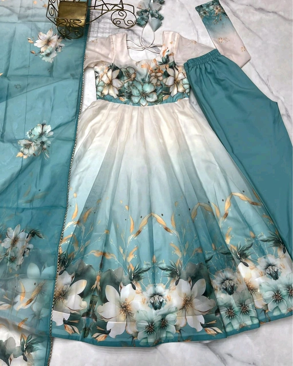 Mahi Floral Gown - XL, Aqua Blue