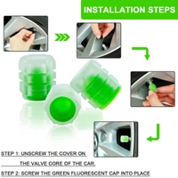 SKVWORLD 4PCS Glow-in-the-Dark Fluorescent Tire Valve Caps β Universal Fit, Luminous Stem Covers for Cars, Bikes & Motorcycles!