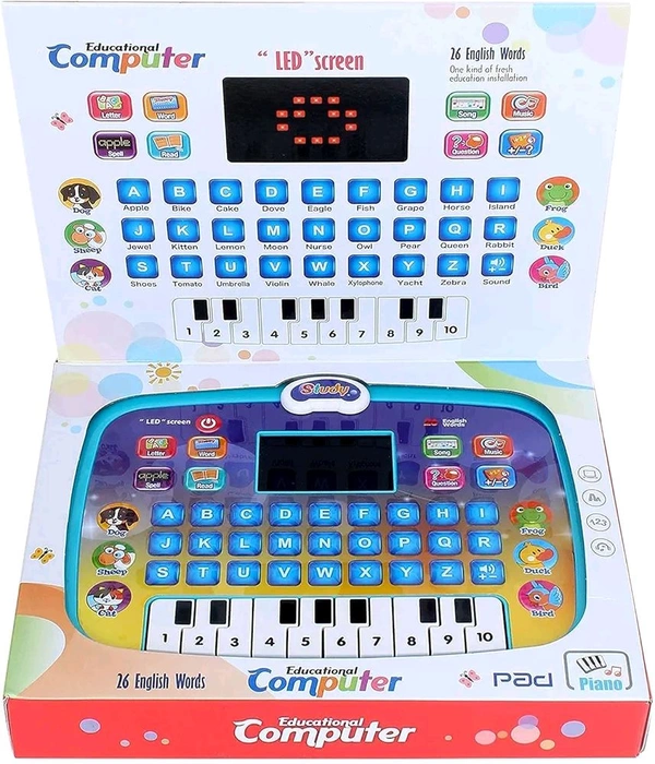 Kids Educational Computer Piano Display Led Screen, with Music and Buttons, Educational Laptop Learner with Screen for Kids Baby's Boys and Girls Players (Education Computer)