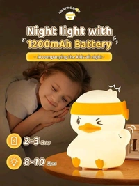 Fighting Duck Night Light β Cute Silicone LED Lamp, Tap Control, 7-Color Changing, Rechargeable & Portable, Soft Baby-Safe Nightlight for Kids, Bedroom, Nursery & Gift