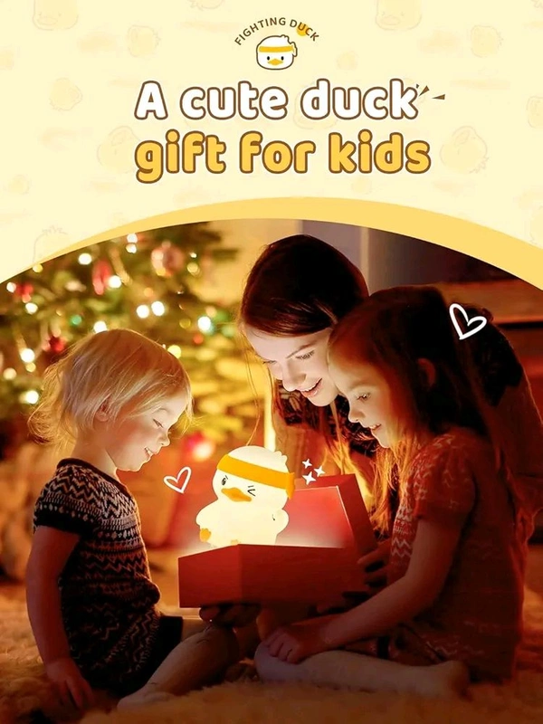 Fighting Duck Night Light β Cute Silicone LED Lamp, Tap Control, 7-Color Changing, Rechargeable & Portable, Soft Baby-Safe Nightlight for Kids, Bedroom, Nursery & Gift