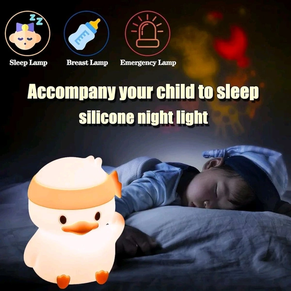 Fighting Duck Night Light β Cute Silicone LED Lamp, Tap Control, 7-Color Changing, Rechargeable & Portable, Soft Baby-Safe Nightlight for Kids, Bedroom, Nursery & Gift