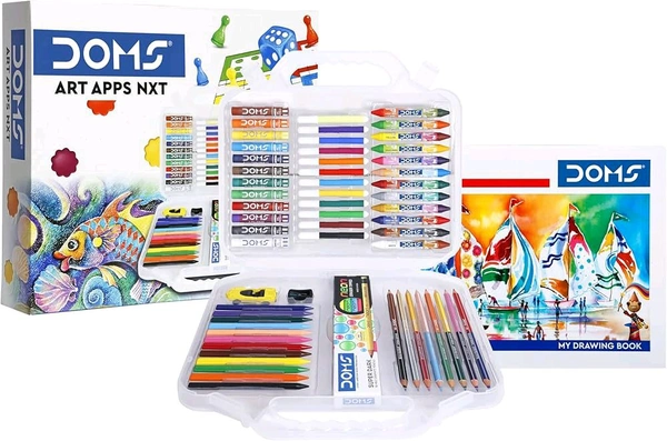 DOMS Art App NXT Kit โ Complete Creative Art Set with Crayons, Pencils, Oil Pastels & Drawing Book for Kids & Artists