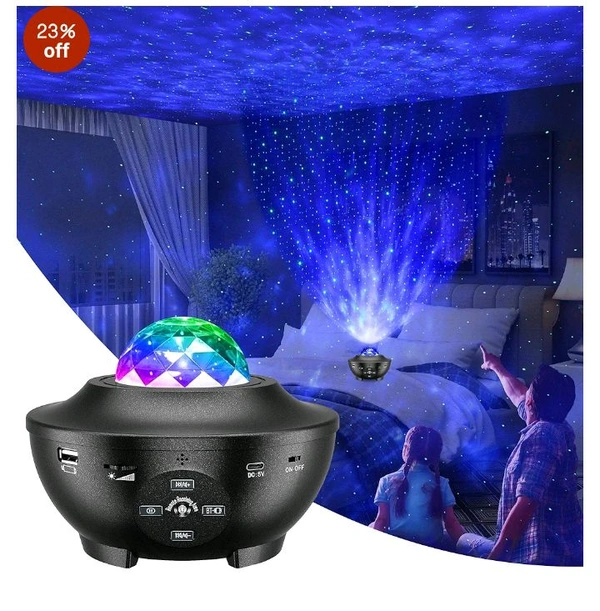 Drumstone Galaxy Star Projector with Music & Remote | 21 Color Modes | Ocean Wave Night Light for Bedroom, Party & Gifts - Free