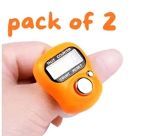 Digital Finger Tally Counter (Pack of 2) – LED Display, Automatic Reset, Ideal for Prayer, Counting, Fitness & More - Free, Red