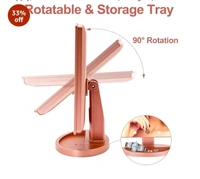 Rose Gold LED Vanity Mirror with 16 Lights & Magnifying Spot Mirror – Touch Sensor, 90° Rotation - Cotton Candy, Free