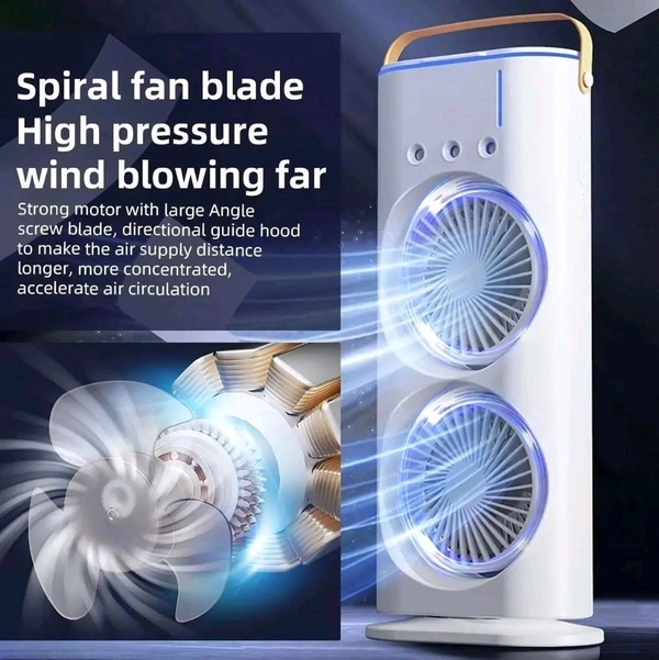 Flashkart 🌀 Multi-Color Dual Fan LED Air Cooler (Portable & Stylish) 🌀 - White, Free