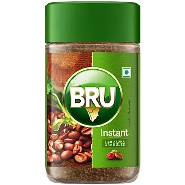 BRU Instant Coffee Powder - Rich Aroma Granules, 50 g Bottle