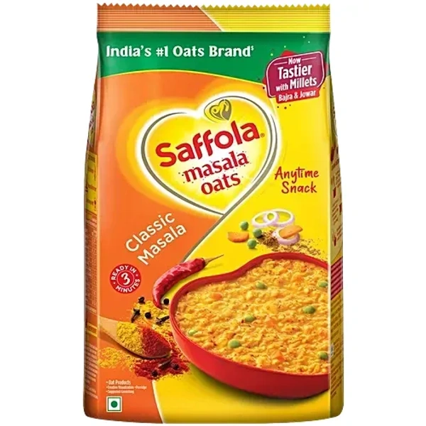 Saffola Masala Oats - Classic Masala, Millets Goodness With Bajra & Jowar, 500g